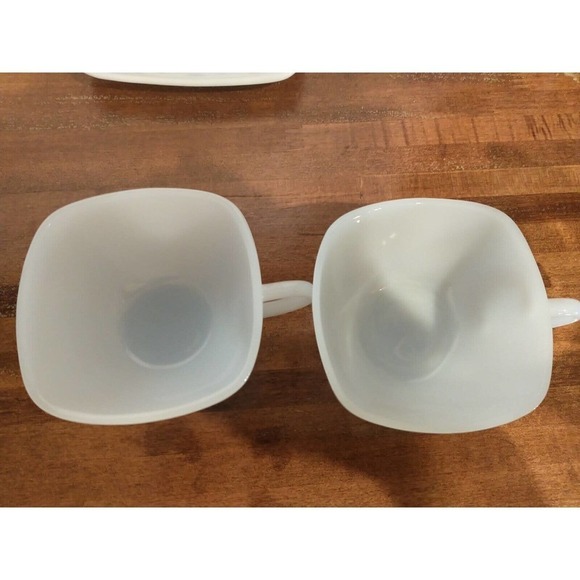 Set Of 2 Two Fire King Azurite Blue Charm 2 Cups And 2 Saucers Baby Pale Blue - Picture 2 of 6